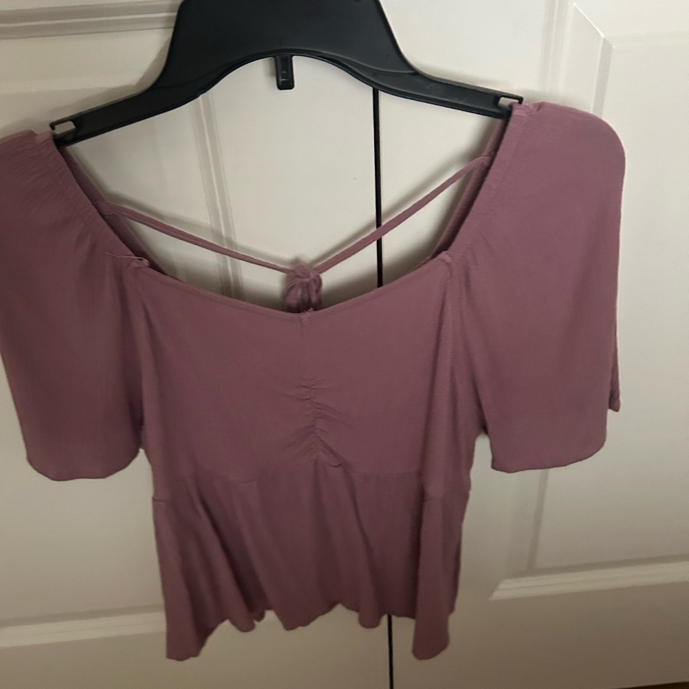 Hippie Rose Purple Puff Sleeve Crop Blouse